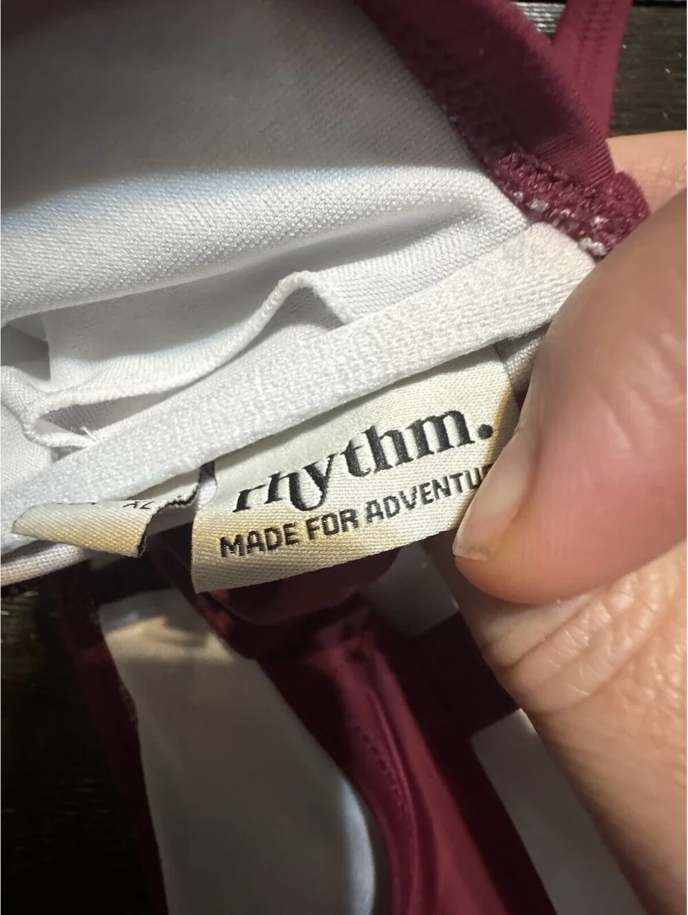 Rhythm Womens XL Burgundy High Neck Bikini Top Lined Ruched Swim Crop